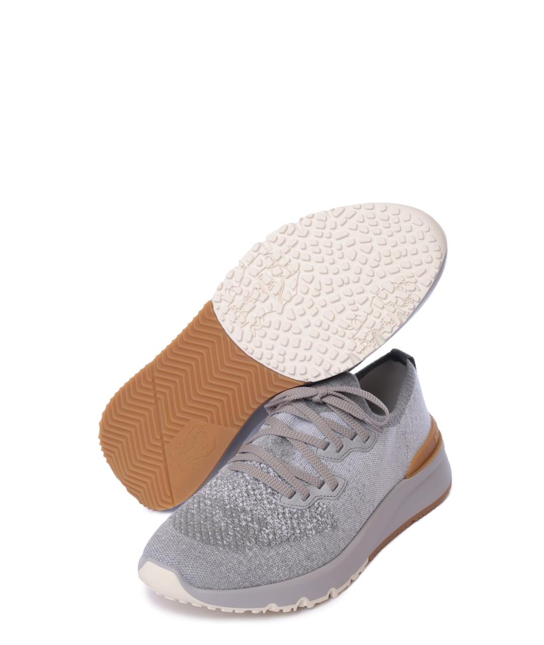BRUNELLO CUCINELLI Серые текстильные низкие кроссовки / кеды, фото 4