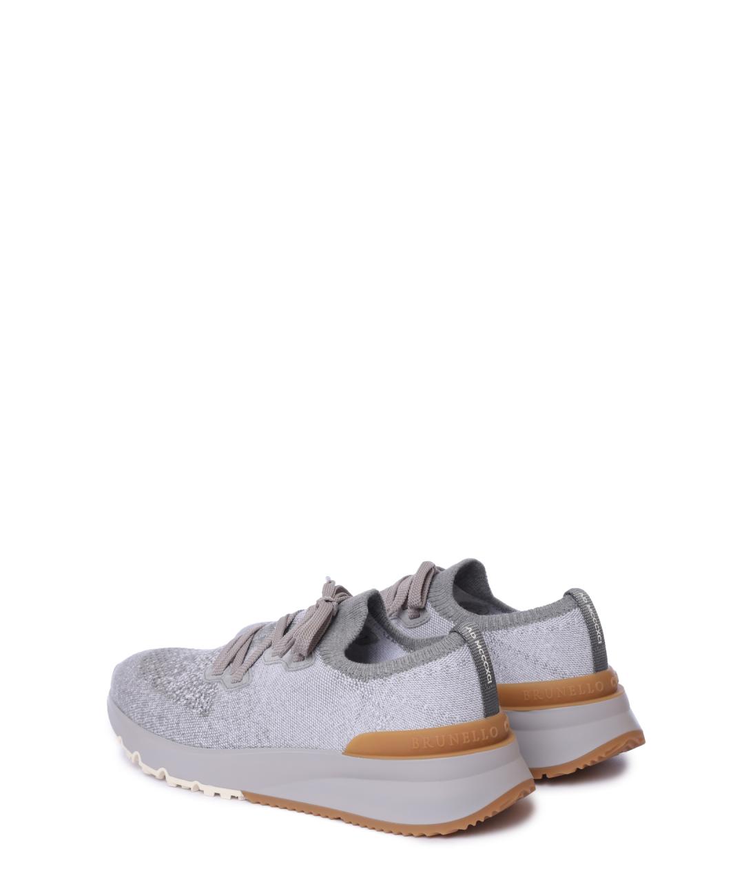 BRUNELLO CUCINELLI Серые текстильные низкие кроссовки / кеды, фото 5