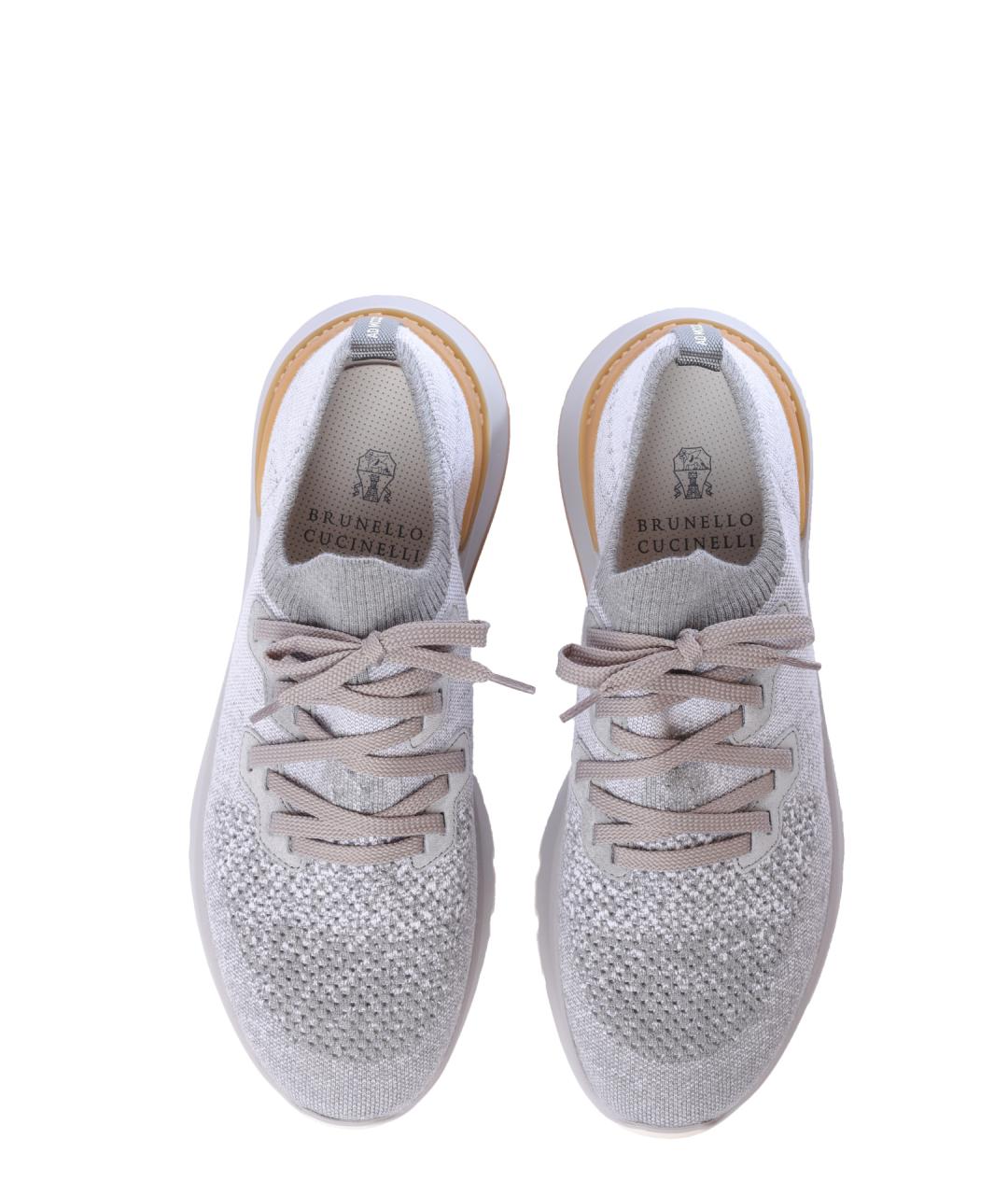 BRUNELLO CUCINELLI Серые текстильные низкие кроссовки / кеды, фото 3