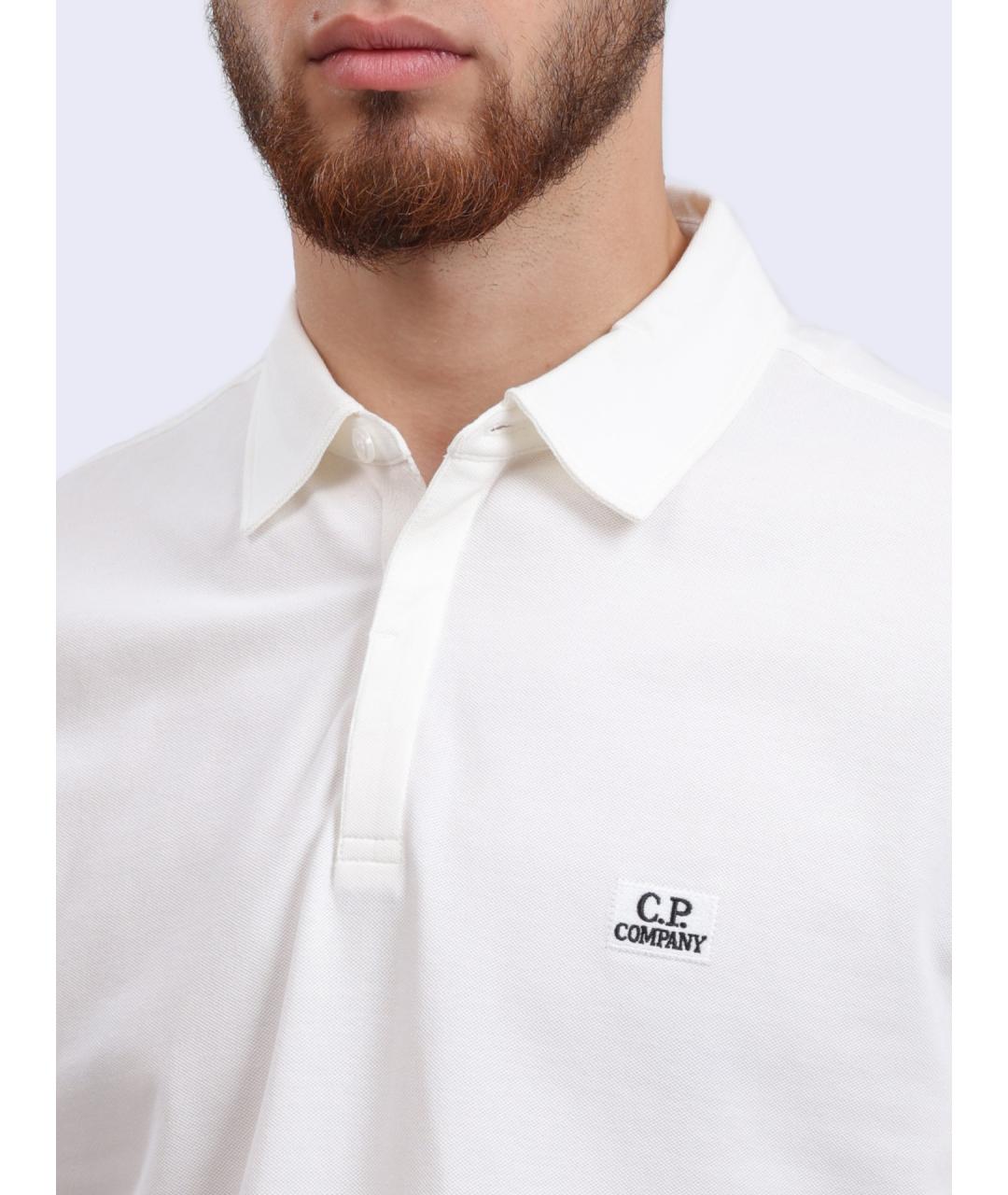 CP COMPANY Белое хлопковое поло с коротким рукавом, фото 4