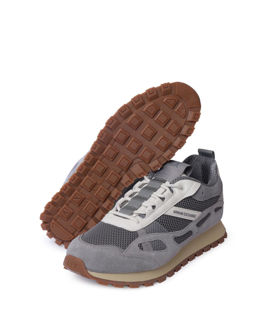 ARMANI EXCHANGE Серые замшевые низкие кроссовки / кеды, фото 4