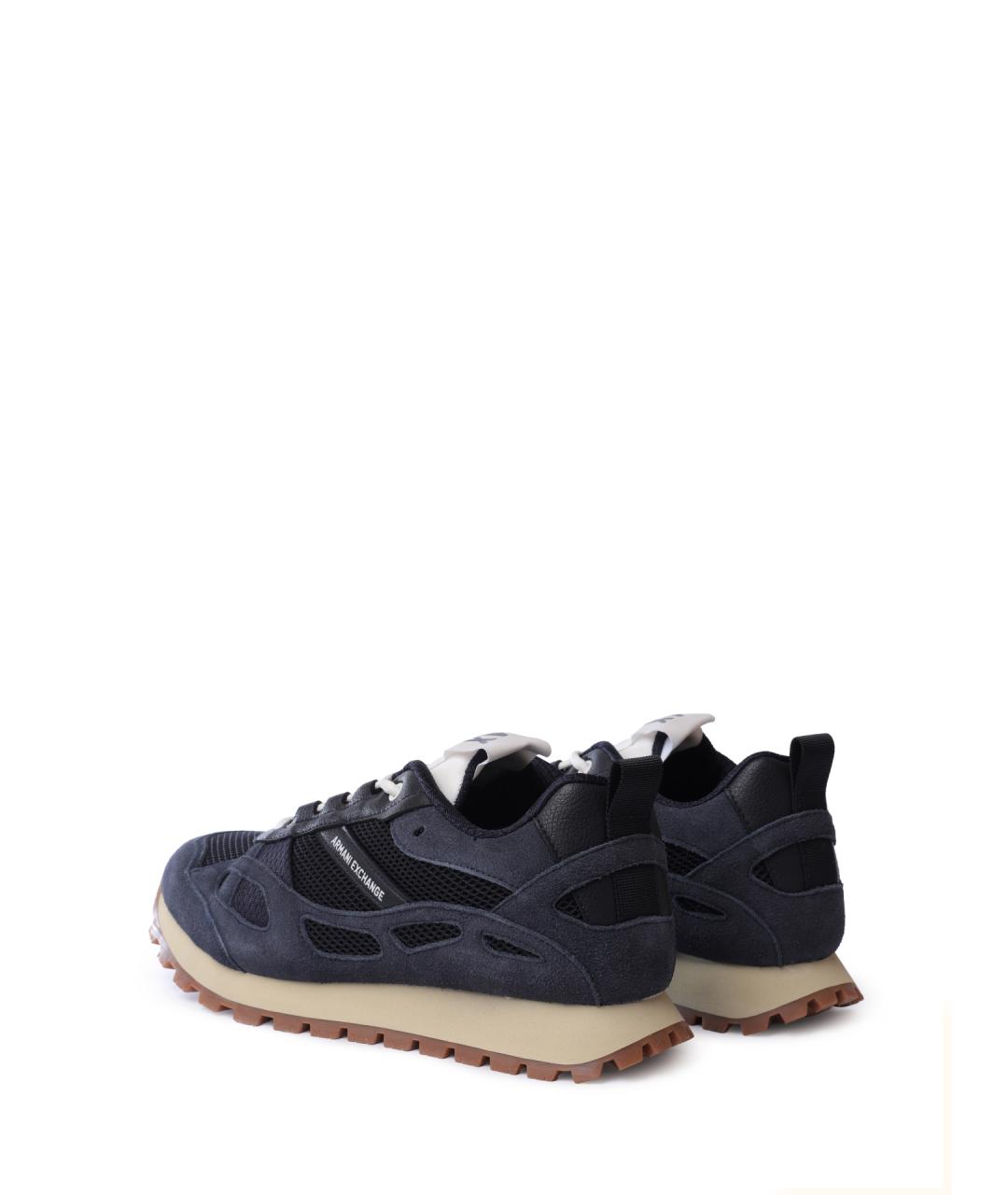 ARMANI EXCHANGE Синие замшевые низкие кроссовки / кеды, фото 4