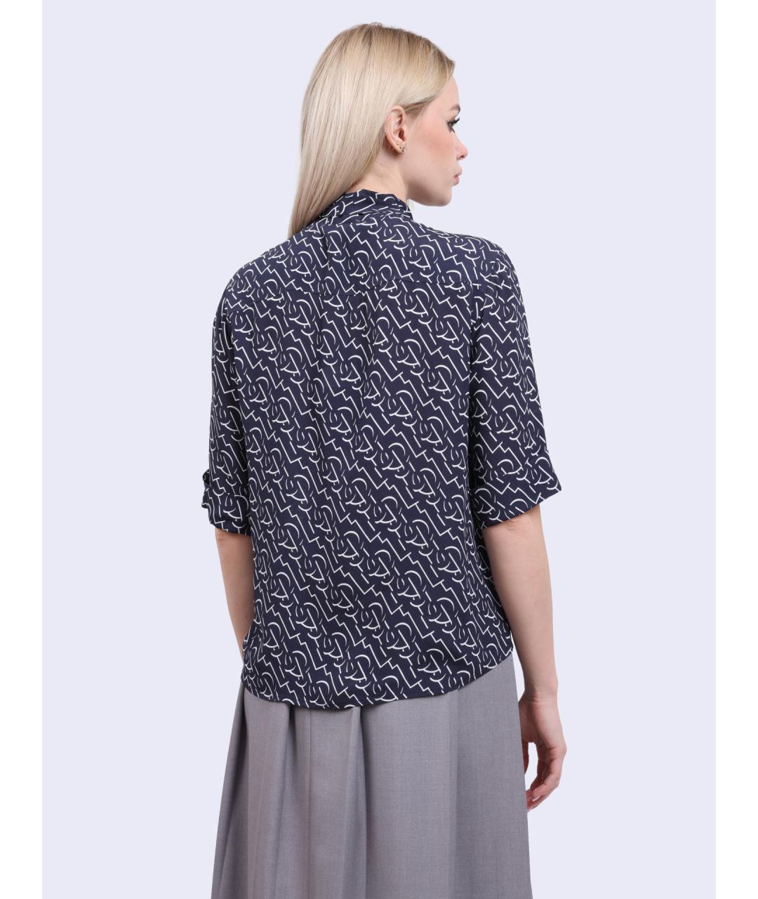 LIU JO Темно-синяя вискозная рубашка, фото 4