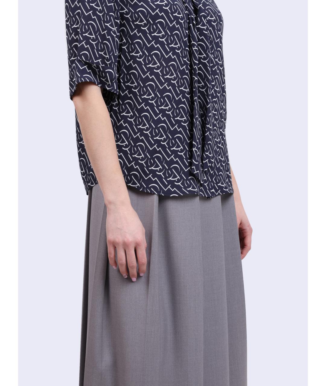 LIU JO Темно-синяя вискозная рубашка, фото 3