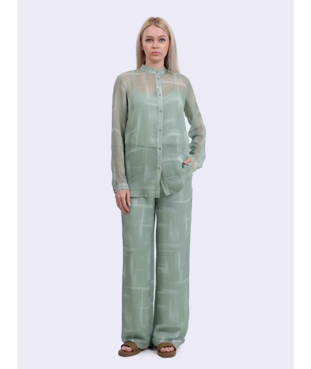 ARMANI EXCHANGE Зеленые вискозные прямые брюки, фото 2