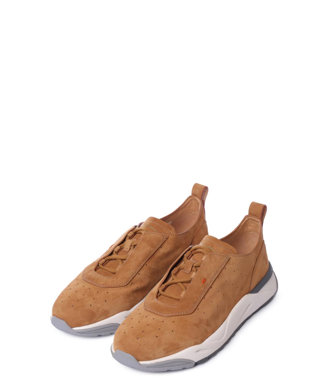 SANTONI Коричневые замшевые высокие кроссовки / кеды, фото 2