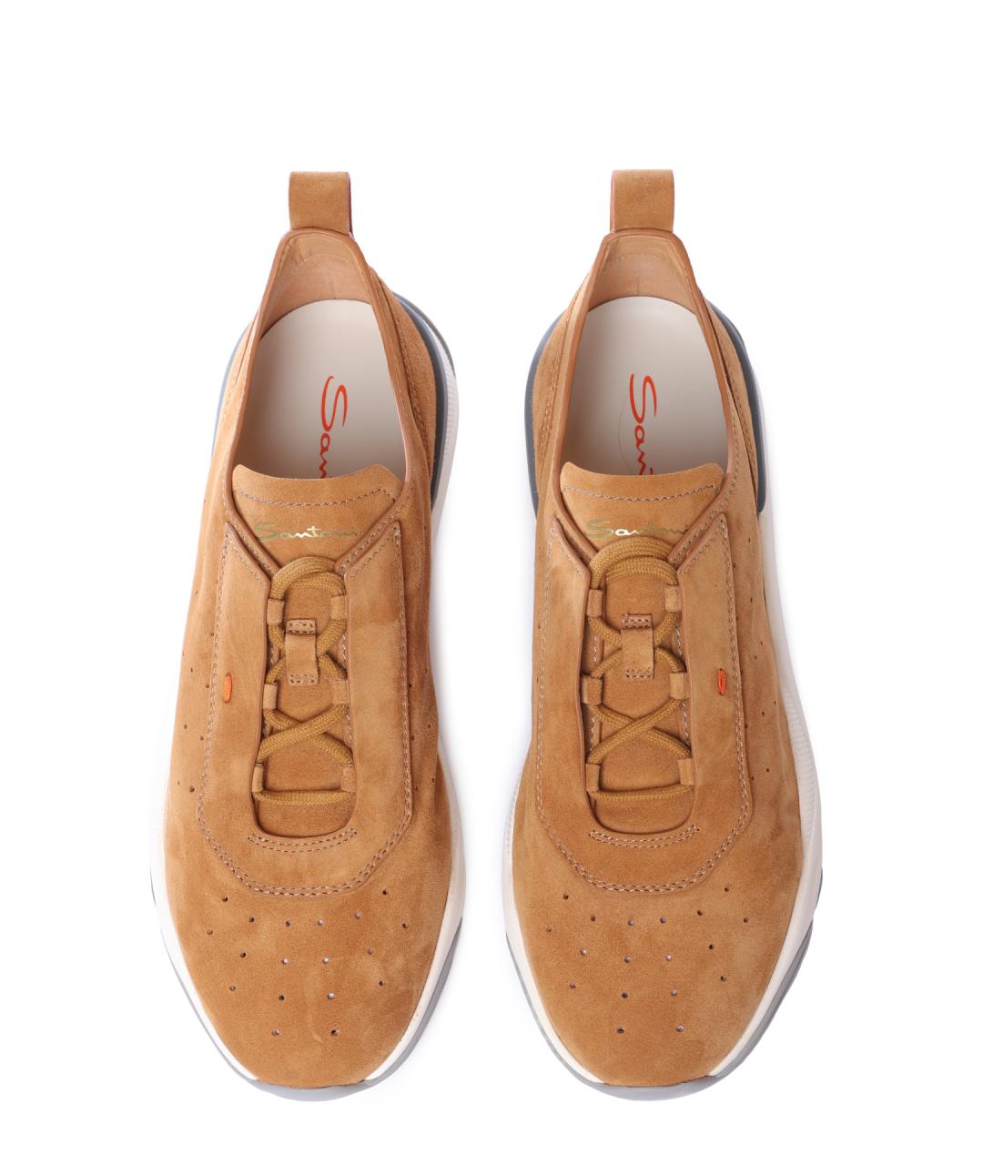 SANTONI Коричневые замшевые высокие кроссовки / кеды, фото 3