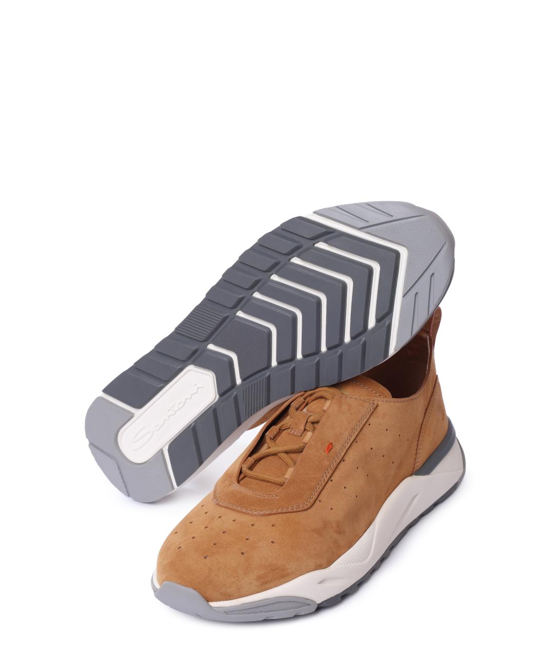 SANTONI Коричневые замшевые высокие кроссовки / кеды, фото 4