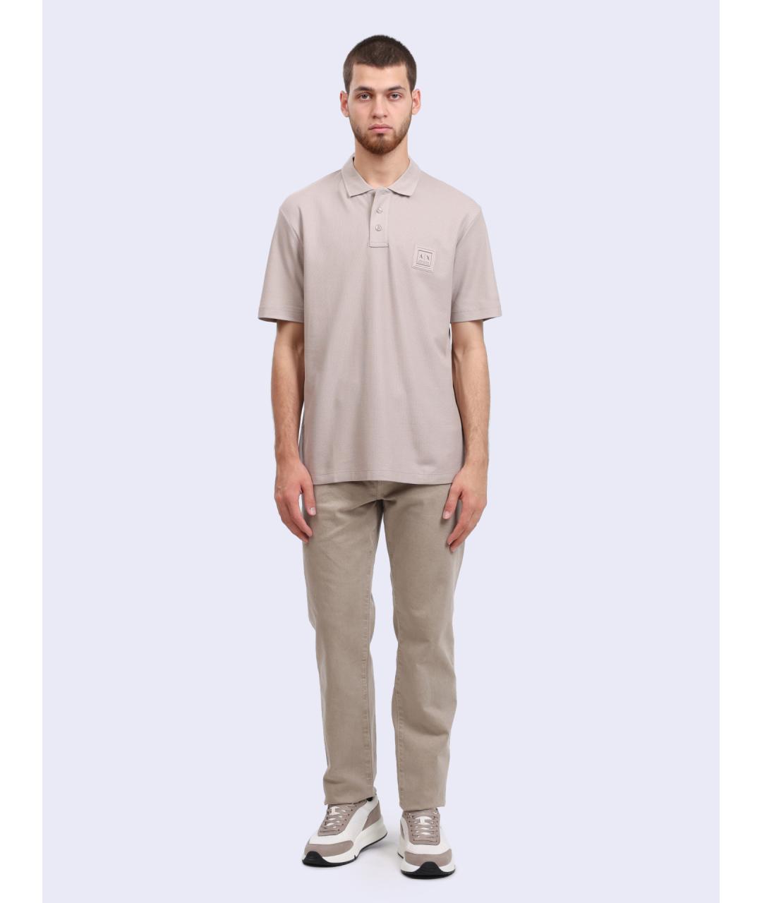 ARMANI EXCHANGE Бежевое хлопковое поло с коротким рукавом, фото 6