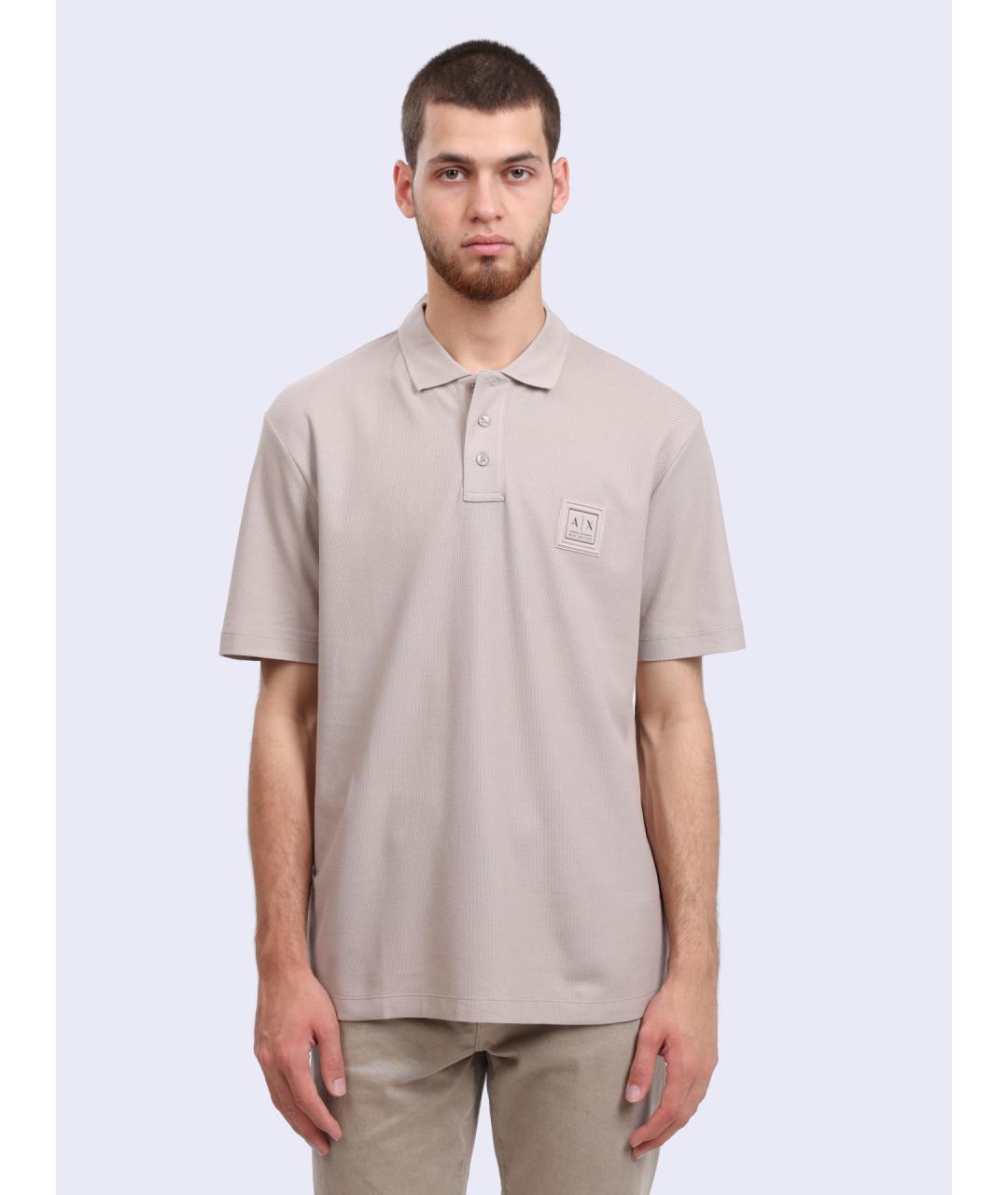 ARMANI EXCHANGE Бежевое хлопковое поло с коротким рукавом, фото 2