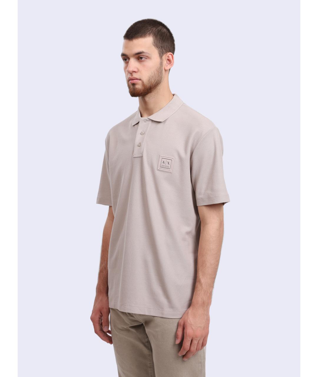 ARMANI EXCHANGE Бежевое хлопковое поло с коротким рукавом, фото 3