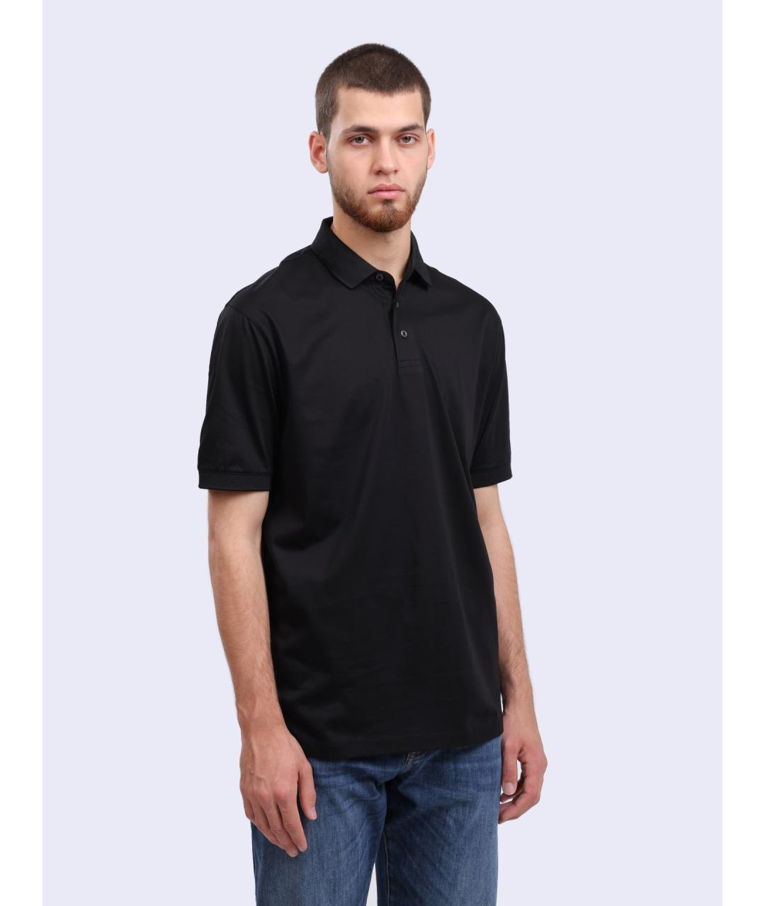 ARMANI EXCHANGE Черное хлопковое поло с коротким рукавом, фото 3