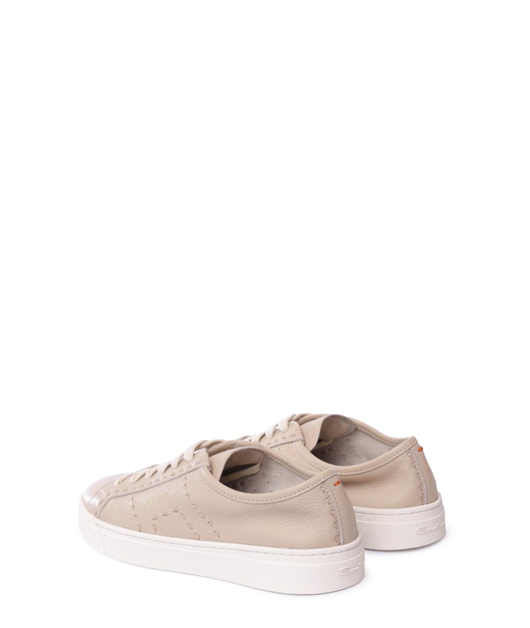 SANTONI Бежевые кожаные кеды, фото 6