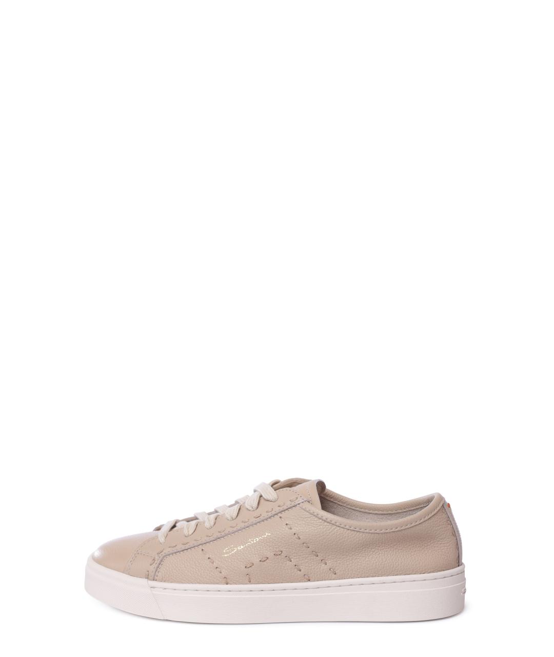 SANTONI Бежевые кожаные кеды, фото 2