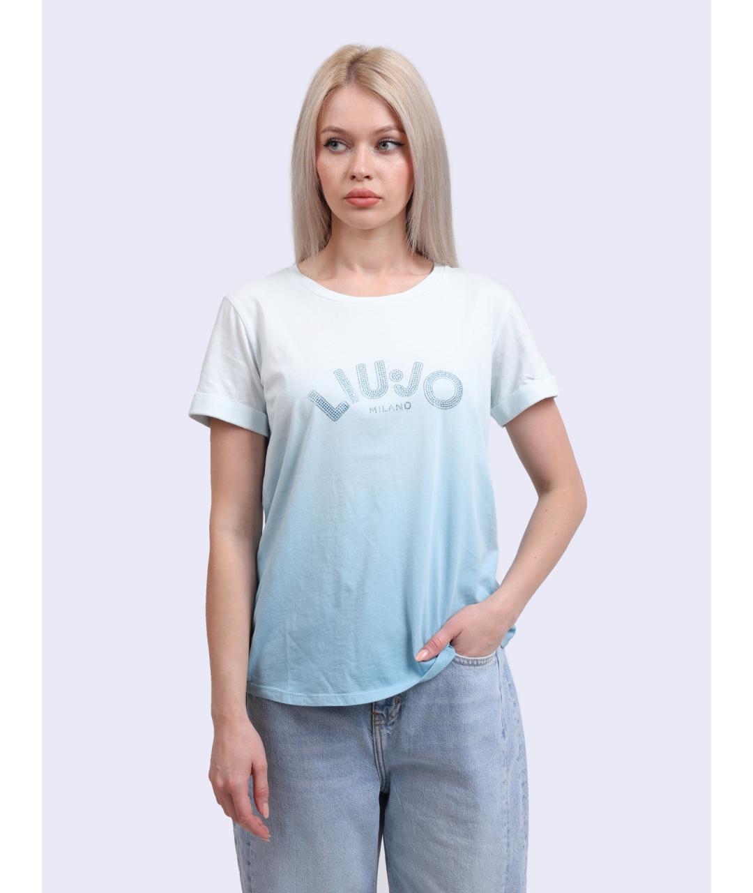 LIU JO Голубая хлопковая футболка, фото 5