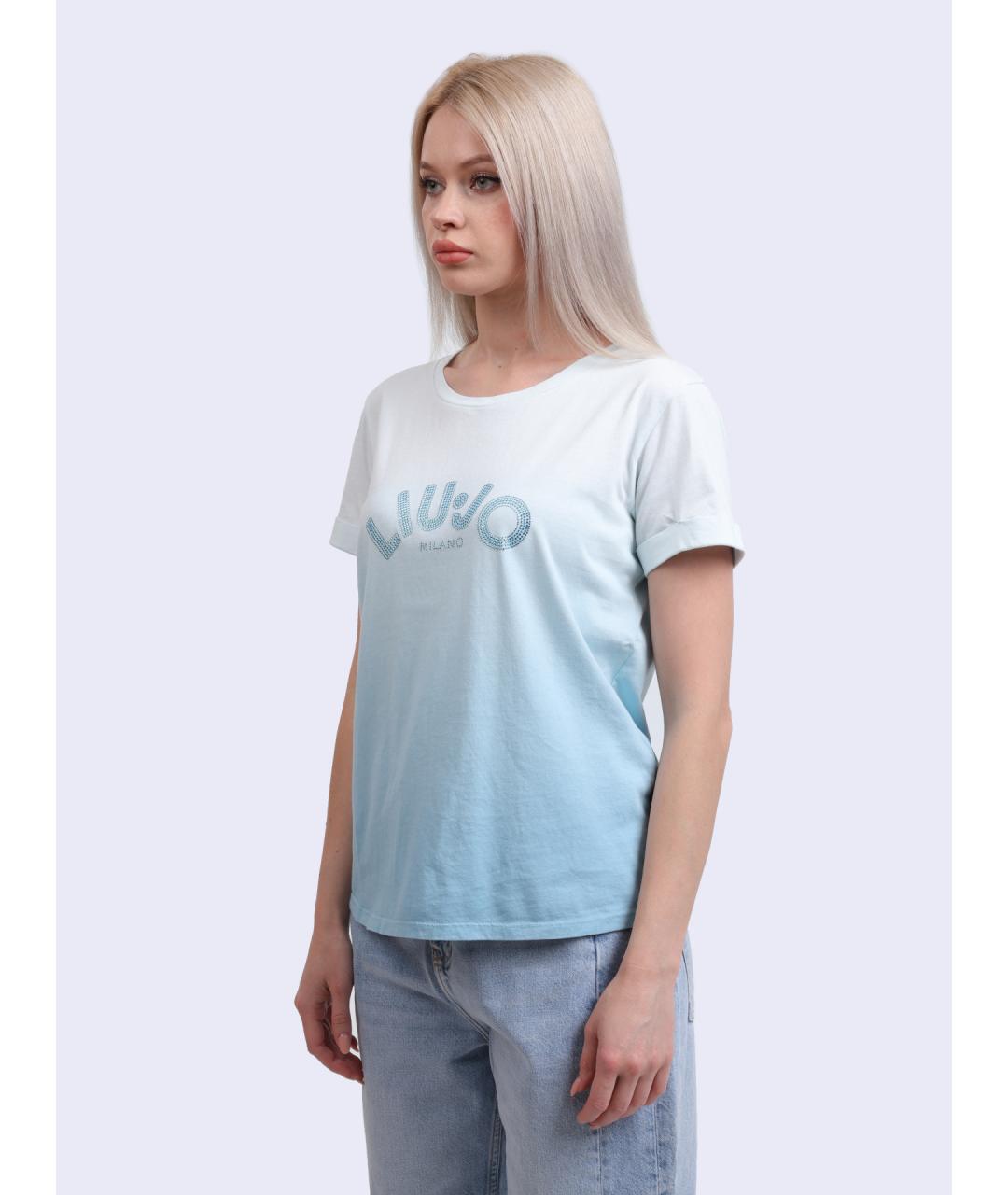 LIU JO Голубая хлопковая футболка, фото 3