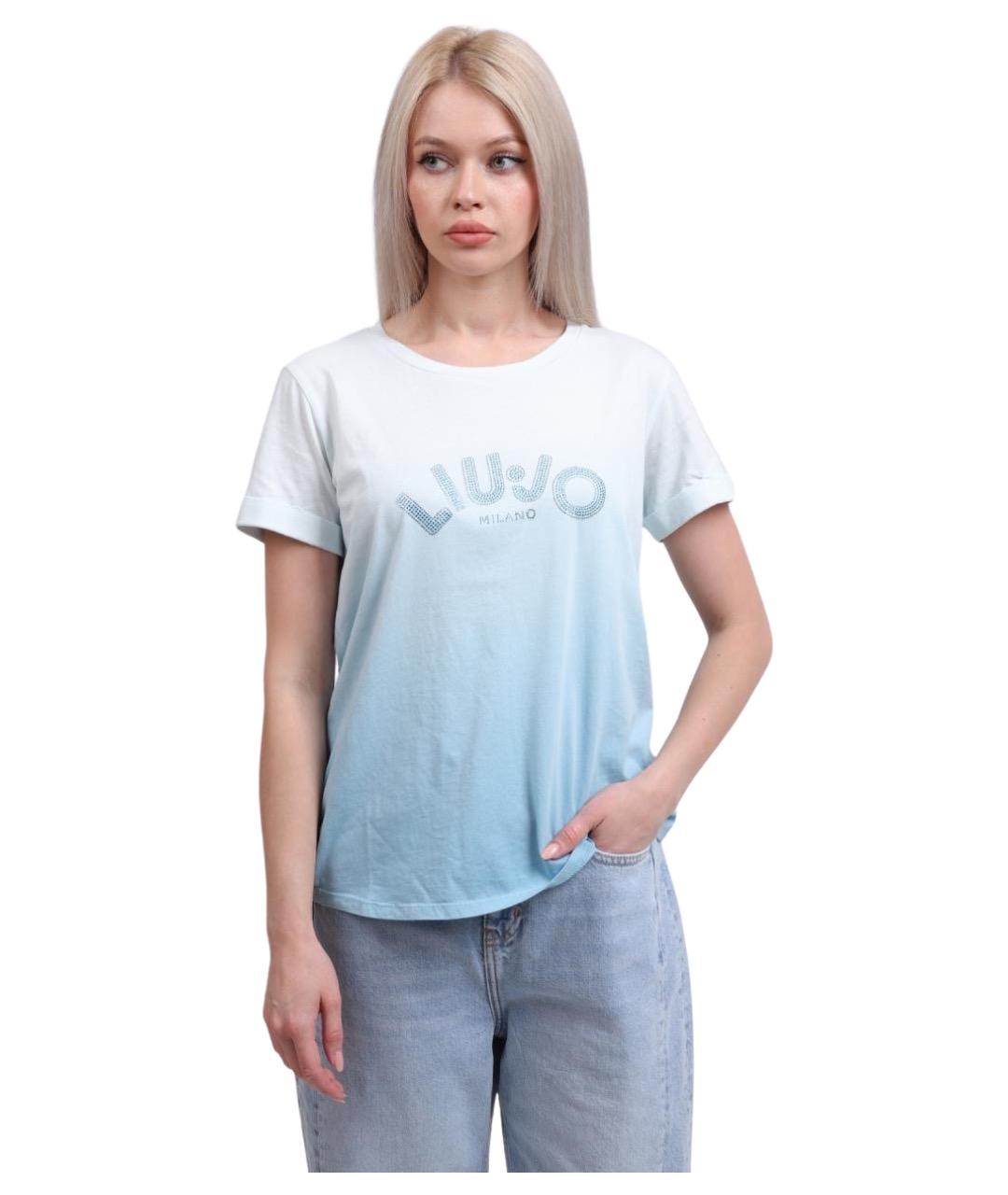 LIU JO Голубая хлопковая футболка, фото 1
