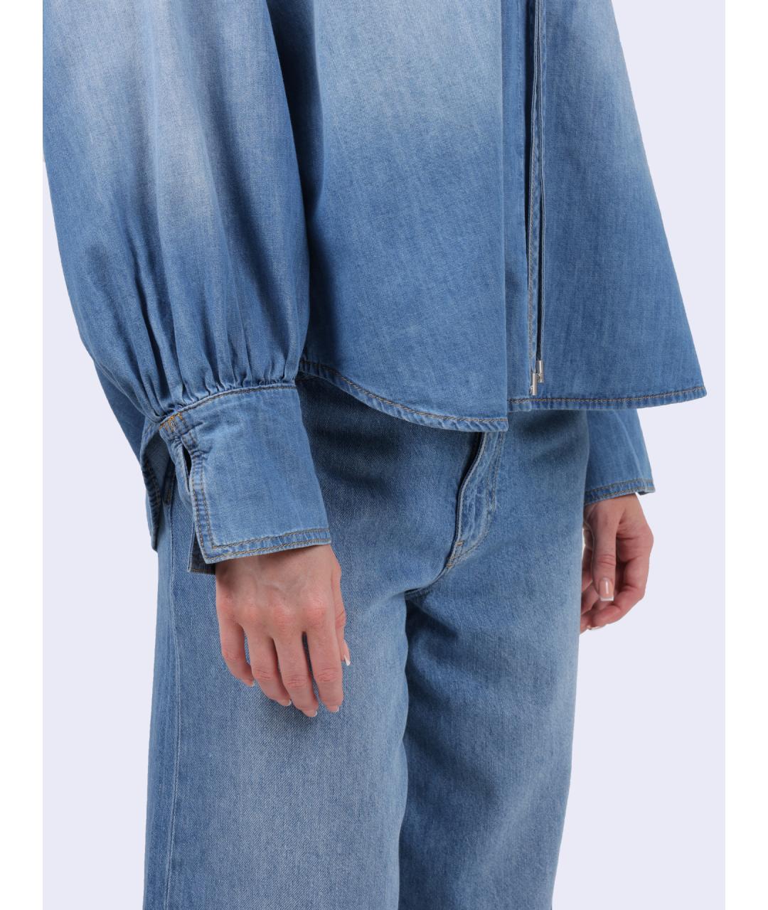 PINKO Голубая хлопковая блузы, фото 4