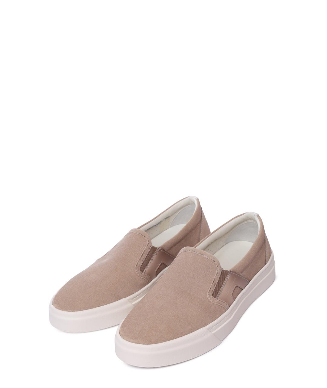 SANTONI Бежевые замшевые слипоны, фото 2