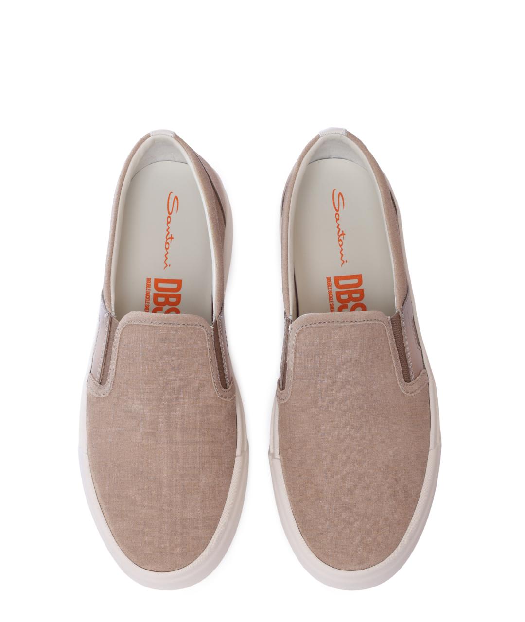 SANTONI Бежевые замшевые слипоны, фото 3