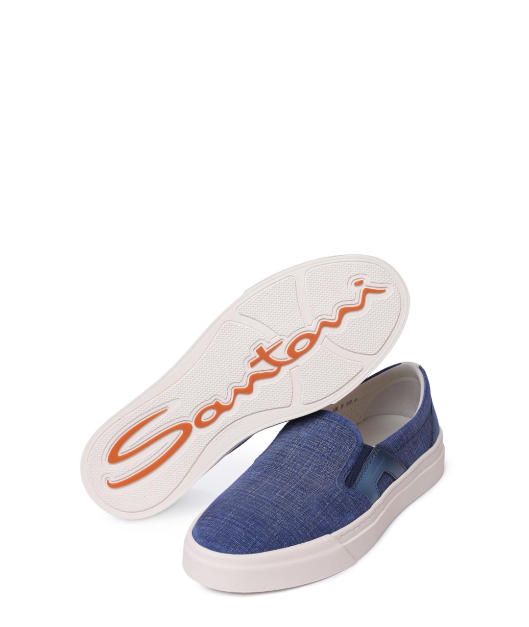 SANTONI Синие замшевые слипоны, фото 4