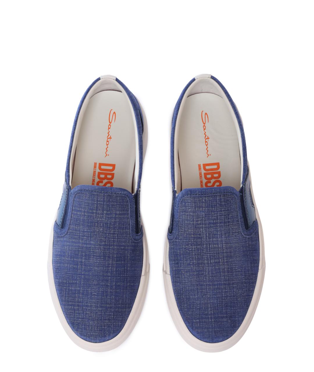 SANTONI Синие замшевые слипоны, фото 3