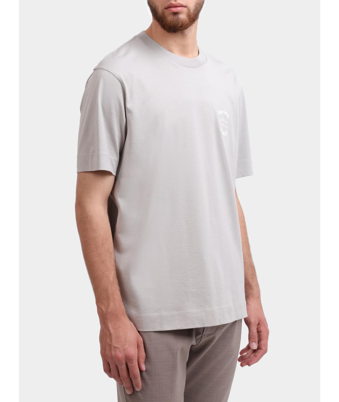EMPORIO ARMANI Серая хлопковая футболка, фото 4