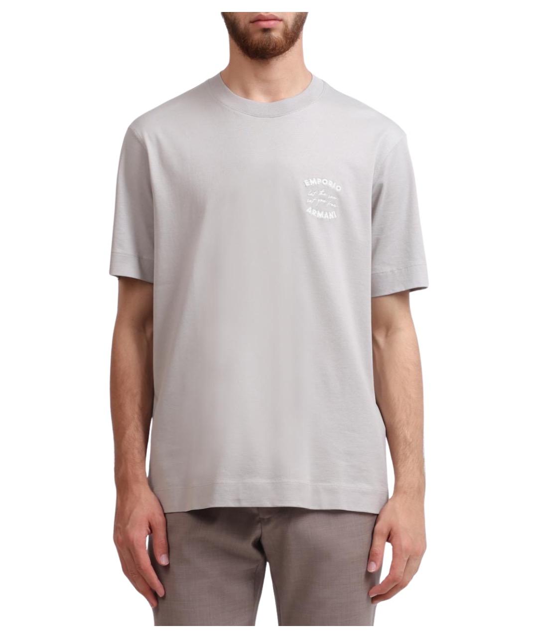 EMPORIO ARMANI Серая хлопковая футболка, фото 1