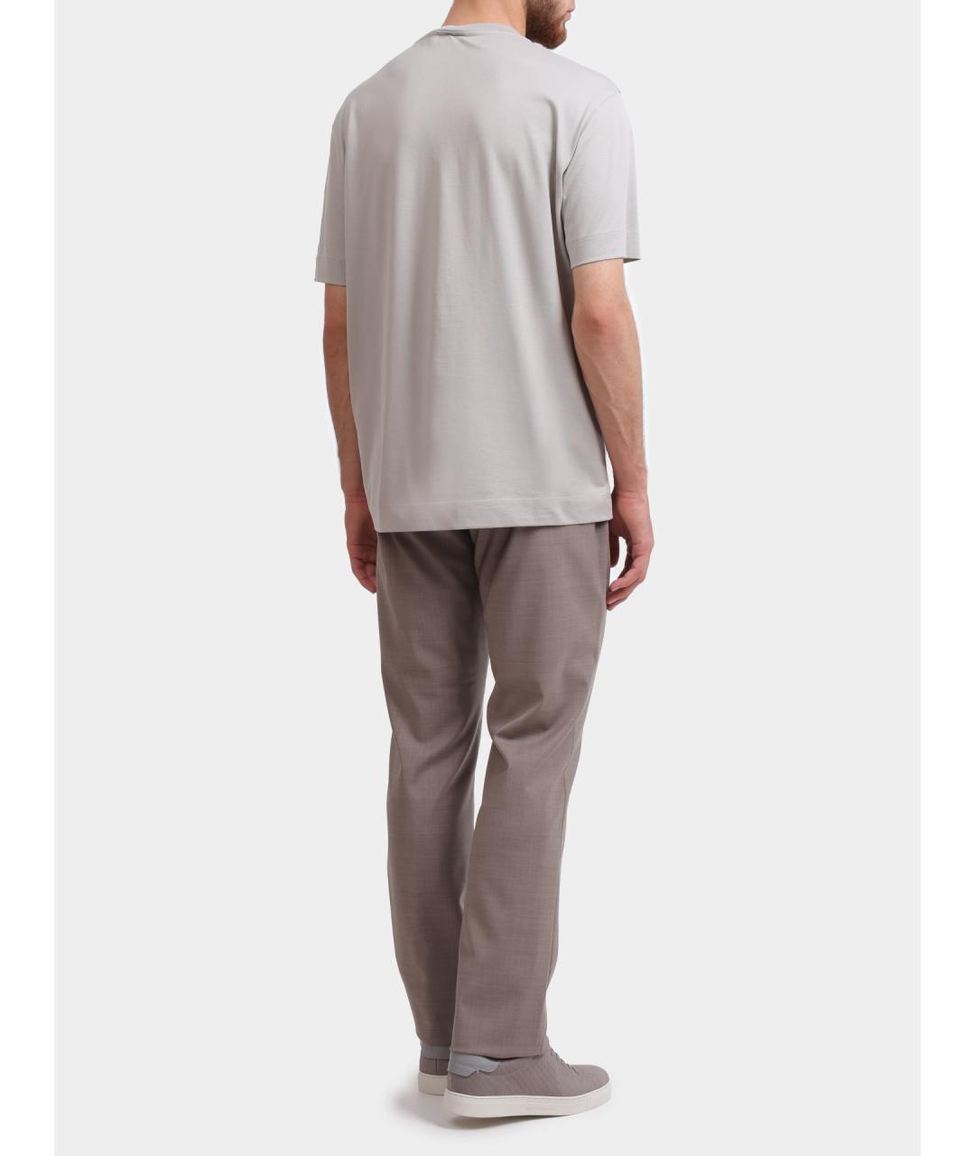 EMPORIO ARMANI Серая хлопковая футболка, фото 5