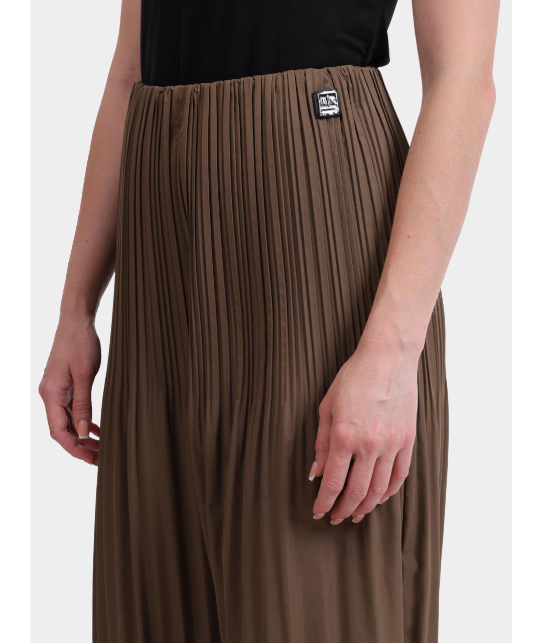 ARMANI EXCHANGE Коричневые полиэстеровые прямые брюки, фото 4