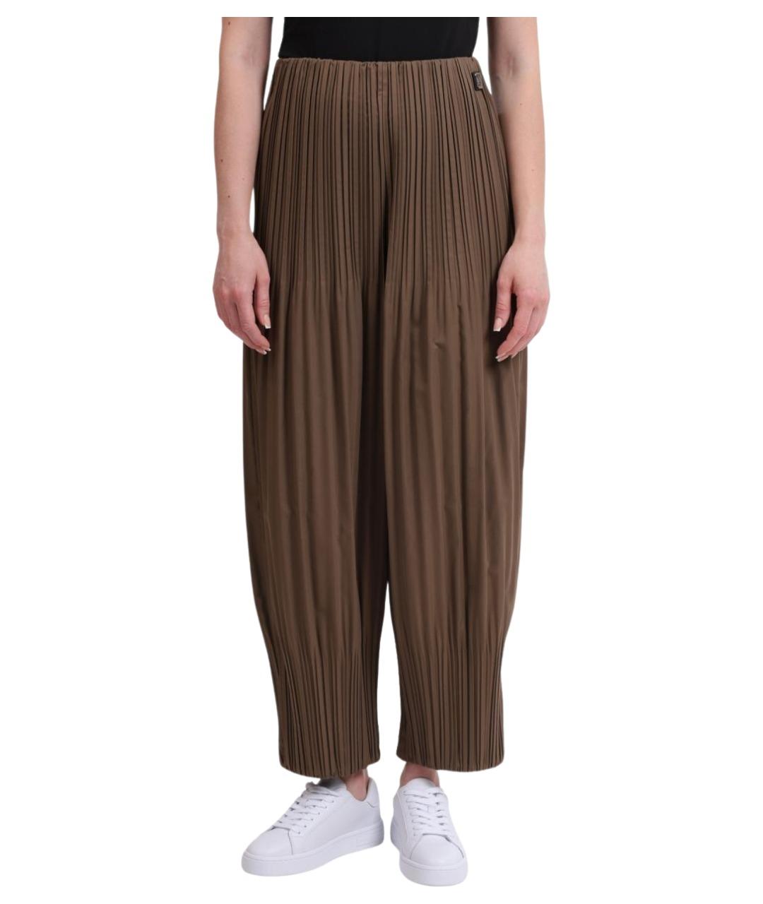 ARMANI EXCHANGE Коричневые полиэстеровые прямые брюки, фото 1