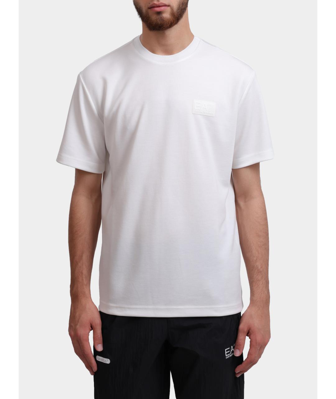 EA7 Белая хлопковая футболка, фото 5