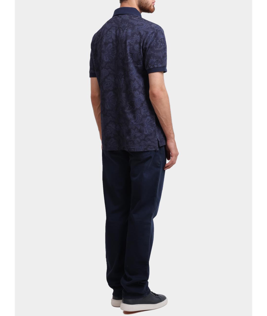 ETRO Синее хлопковое поло с коротким рукавом, фото 5