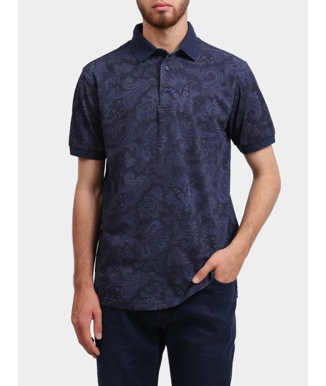ETRO Синее хлопковое поло с коротким рукавом, фото 2