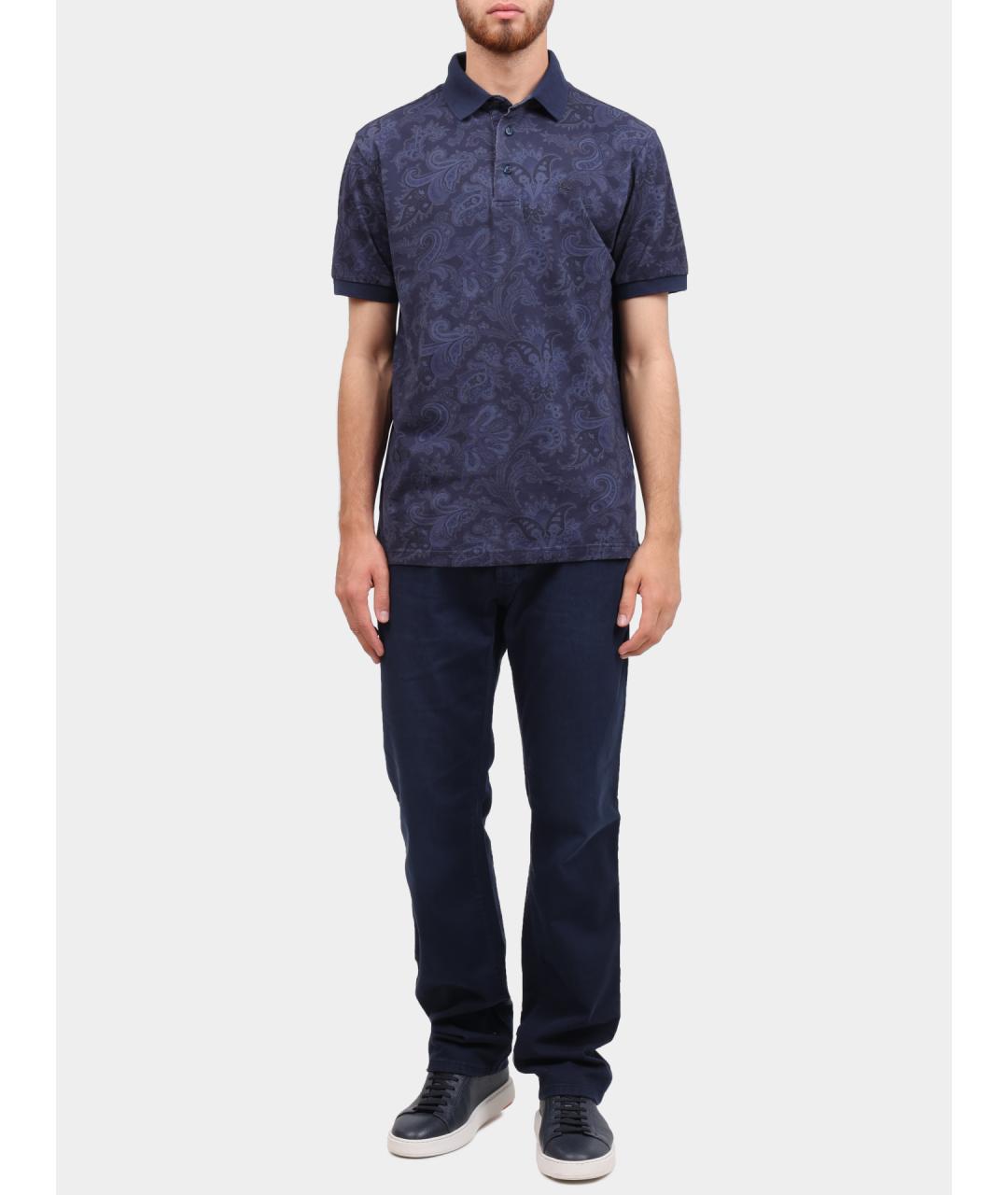 ETRO Синее хлопковое поло с коротким рукавом, фото 3
