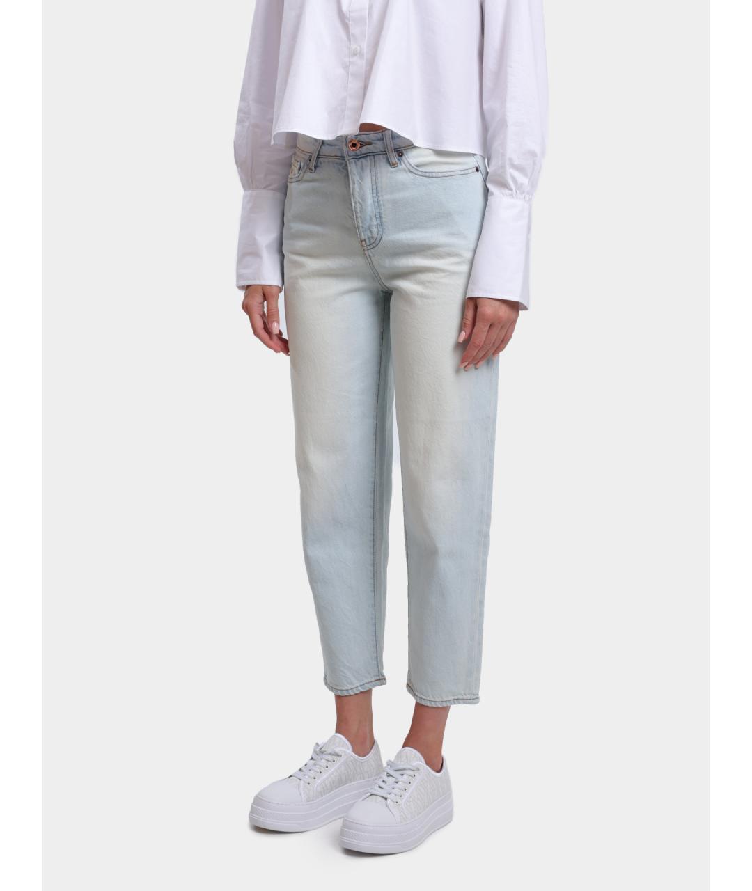 ARMANI EXCHANGE Голубые хлопковые прямые джинсы, фото 3