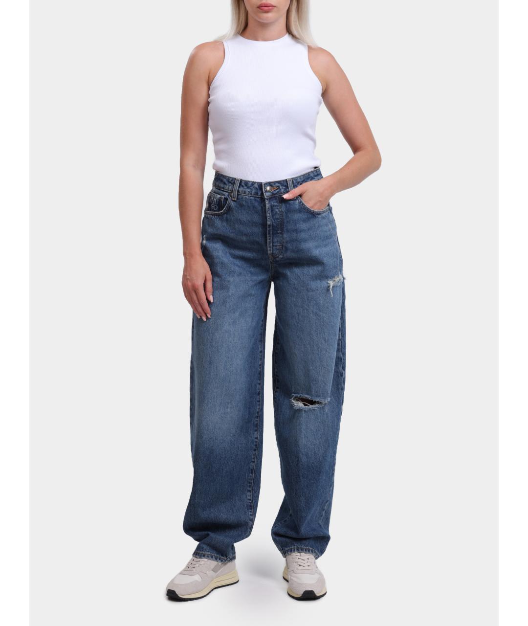 HUGO Синие хлопковые прямые джинсы, фото 2