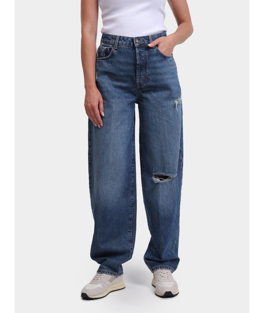 HUGO Синие хлопковые прямые джинсы, фото 7