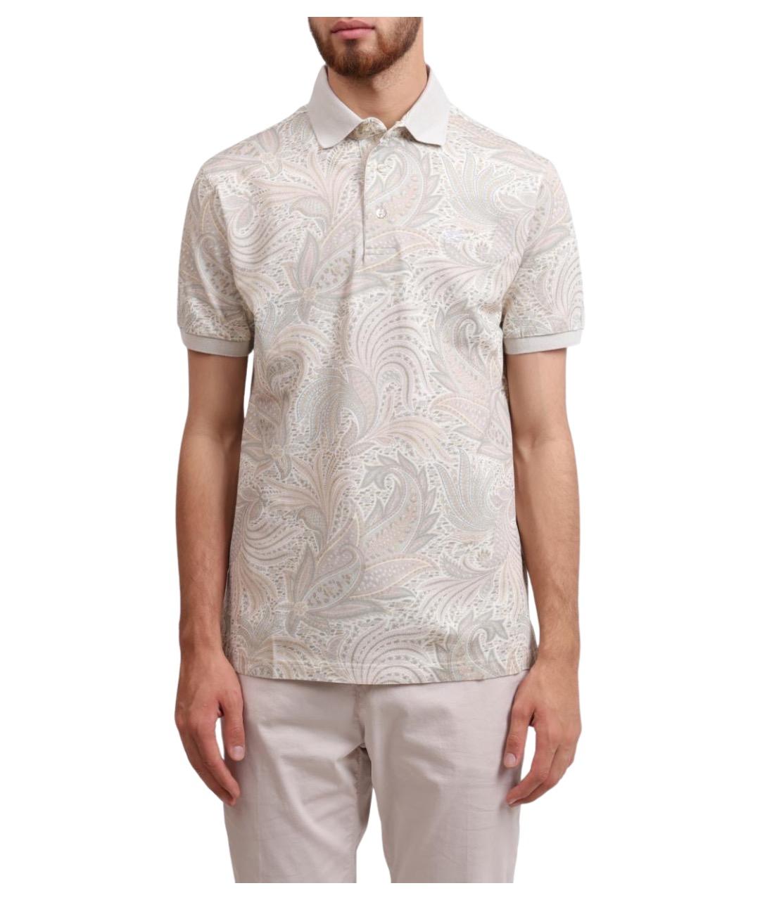 ETRO Бежевое хлопковое поло с коротким рукавом, фото 1