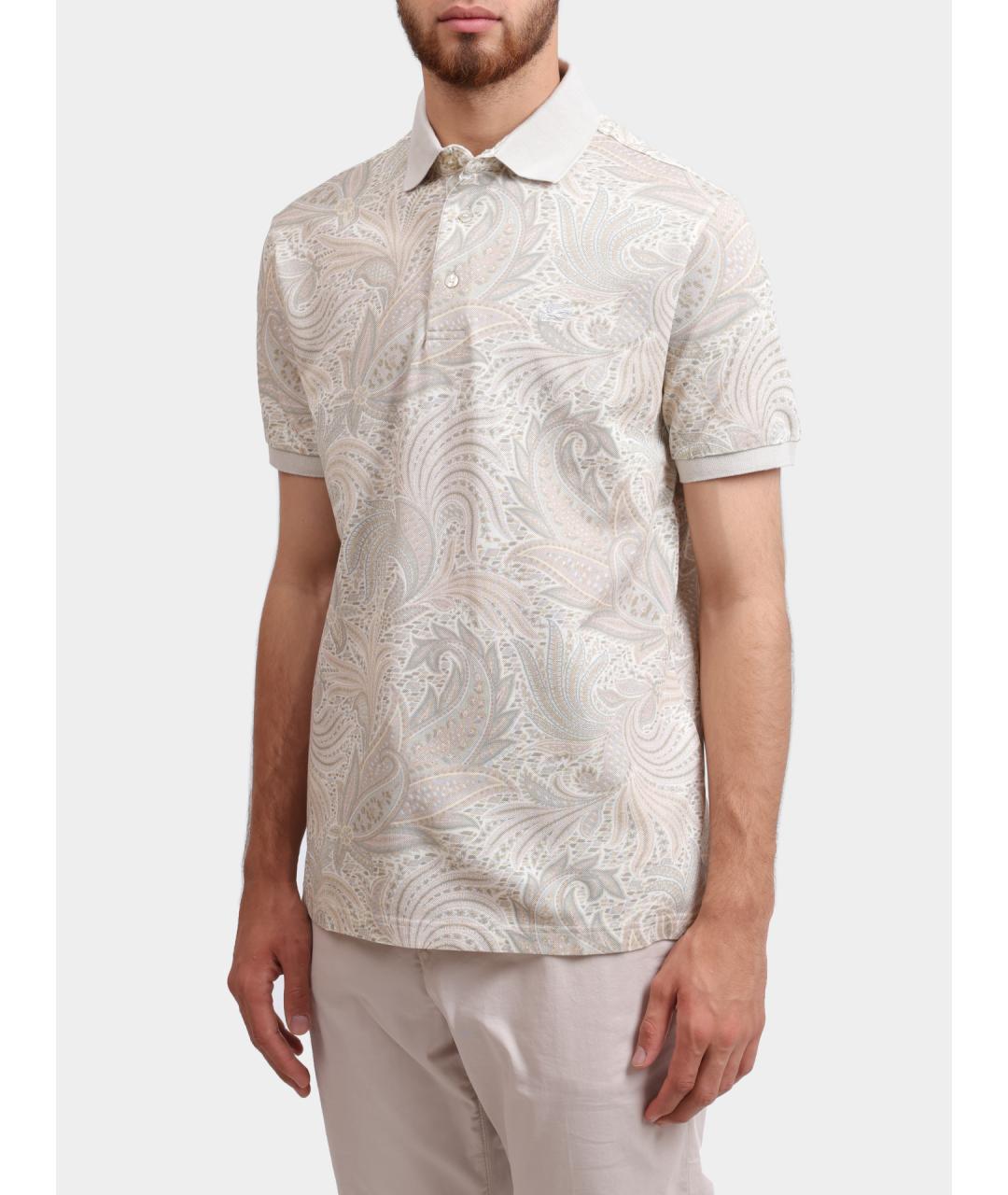 ETRO Бежевое хлопковое поло с коротким рукавом, фото 3