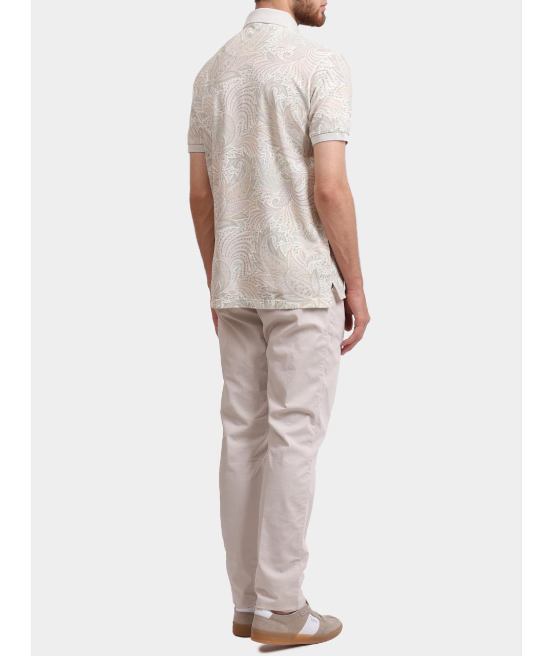 ETRO Бежевое хлопковое поло с коротким рукавом, фото 4