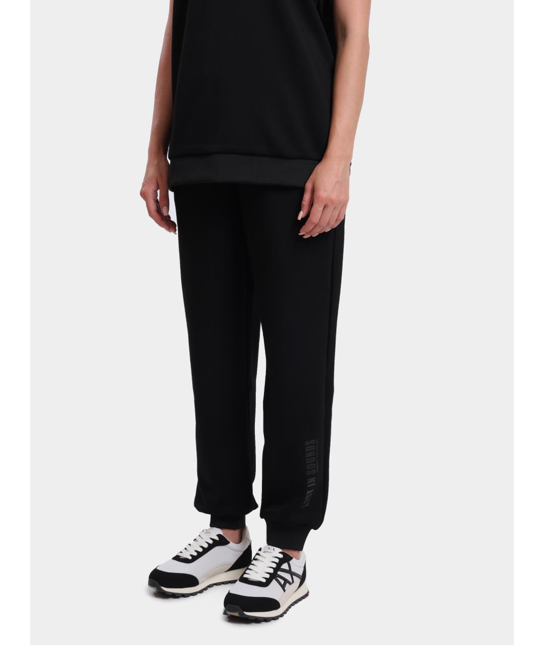 ARMANI EXCHANGE Черные полиэстеровые прямые брюки, фото 3