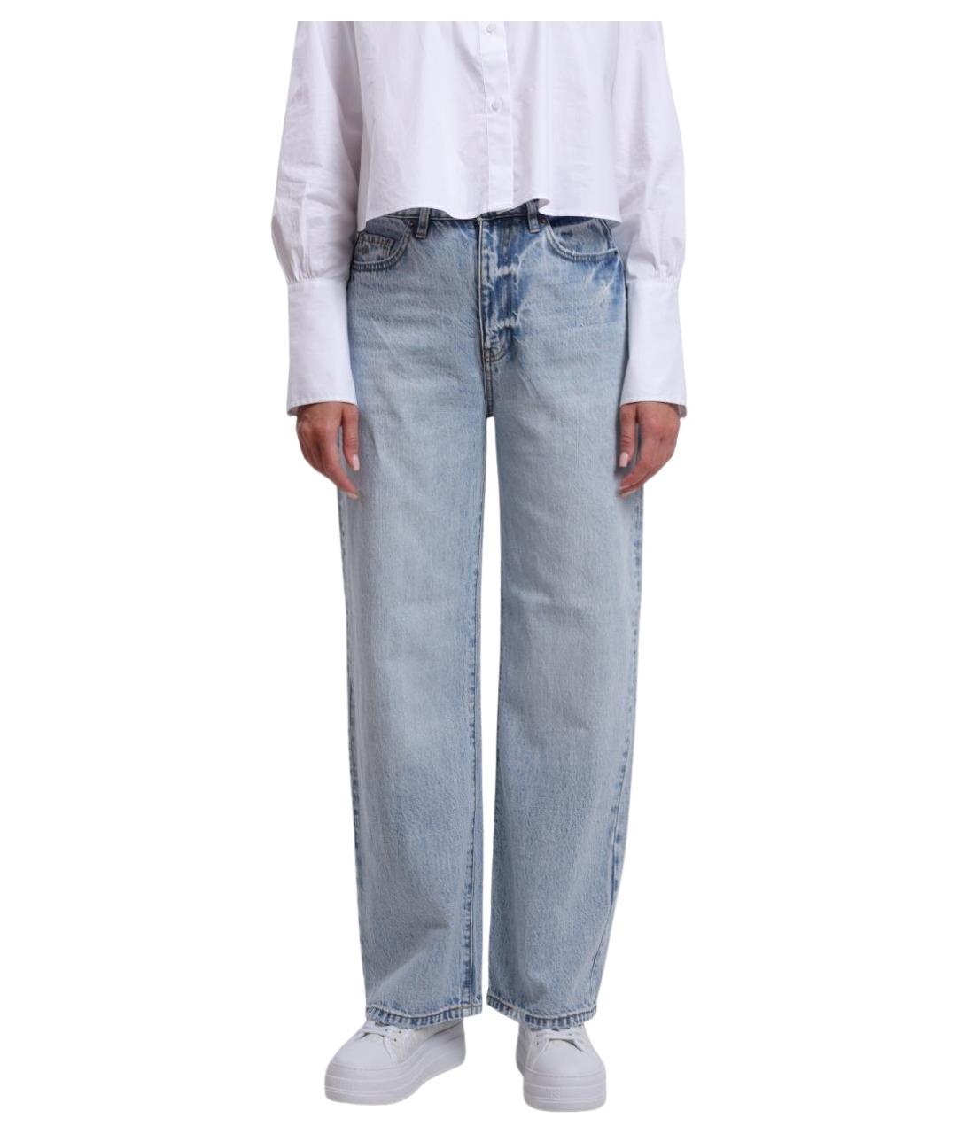 ARMANI EXCHANGE Голубые хлопко-лиоцелловые прямые джинсы, фото 1