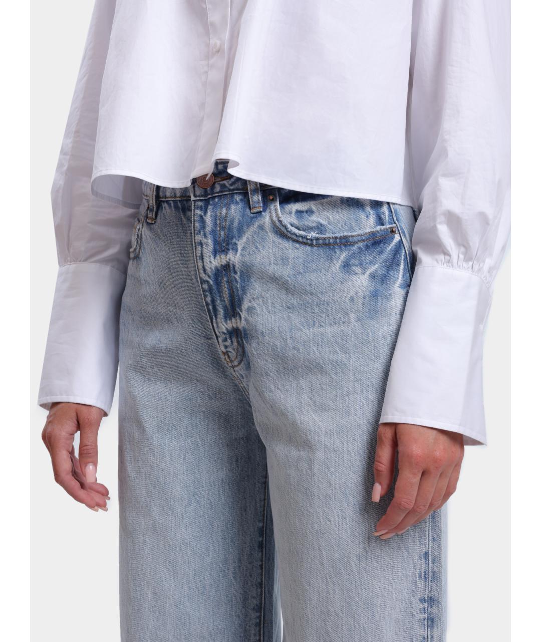 ARMANI EXCHANGE Голубые хлопко-лиоцелловые прямые джинсы, фото 4