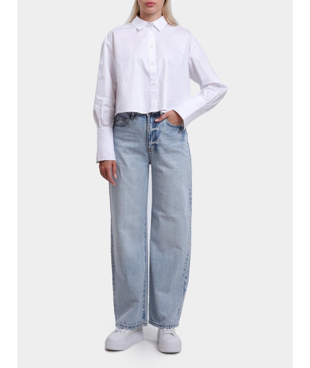 ARMANI EXCHANGE Голубые хлопко-лиоцелловые прямые джинсы, фото 2