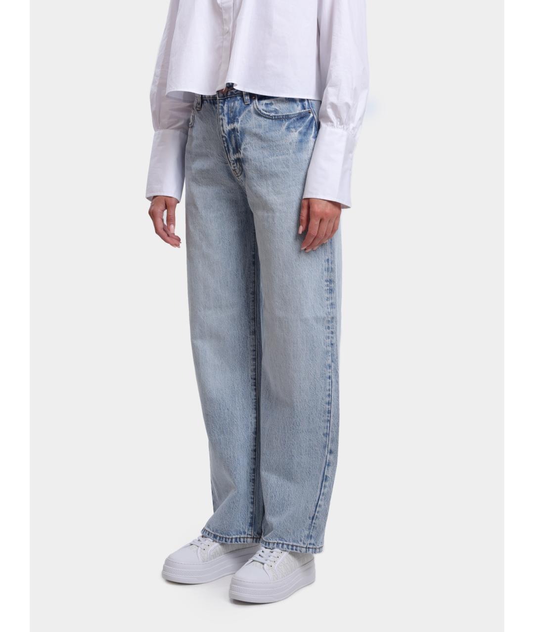 ARMANI EXCHANGE Голубые хлопко-лиоцелловые прямые джинсы, фото 3