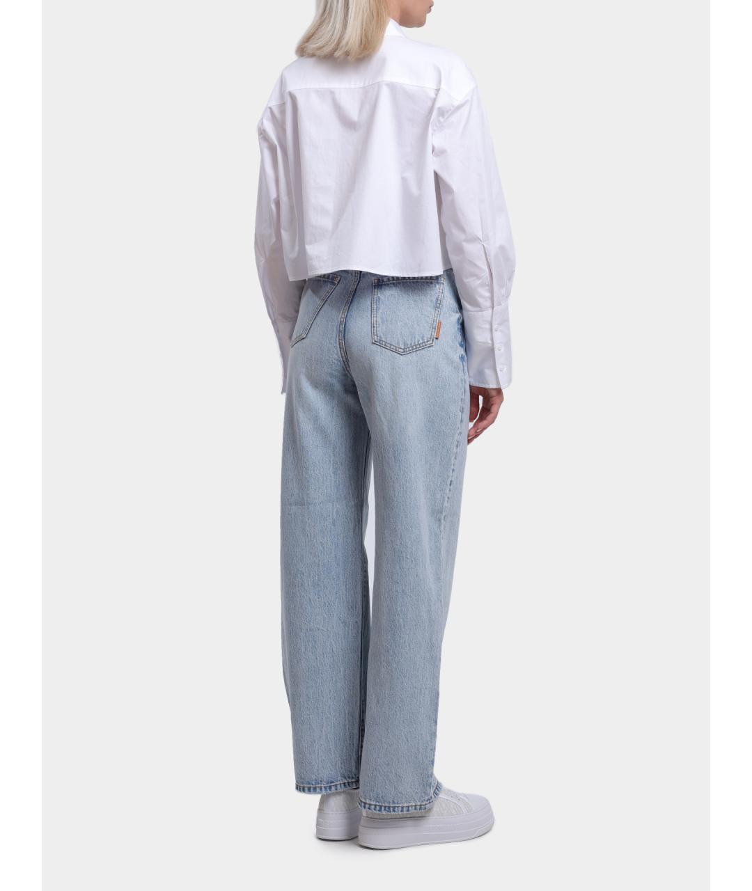 ARMANI EXCHANGE Голубые хлопко-лиоцелловые прямые джинсы, фото 5