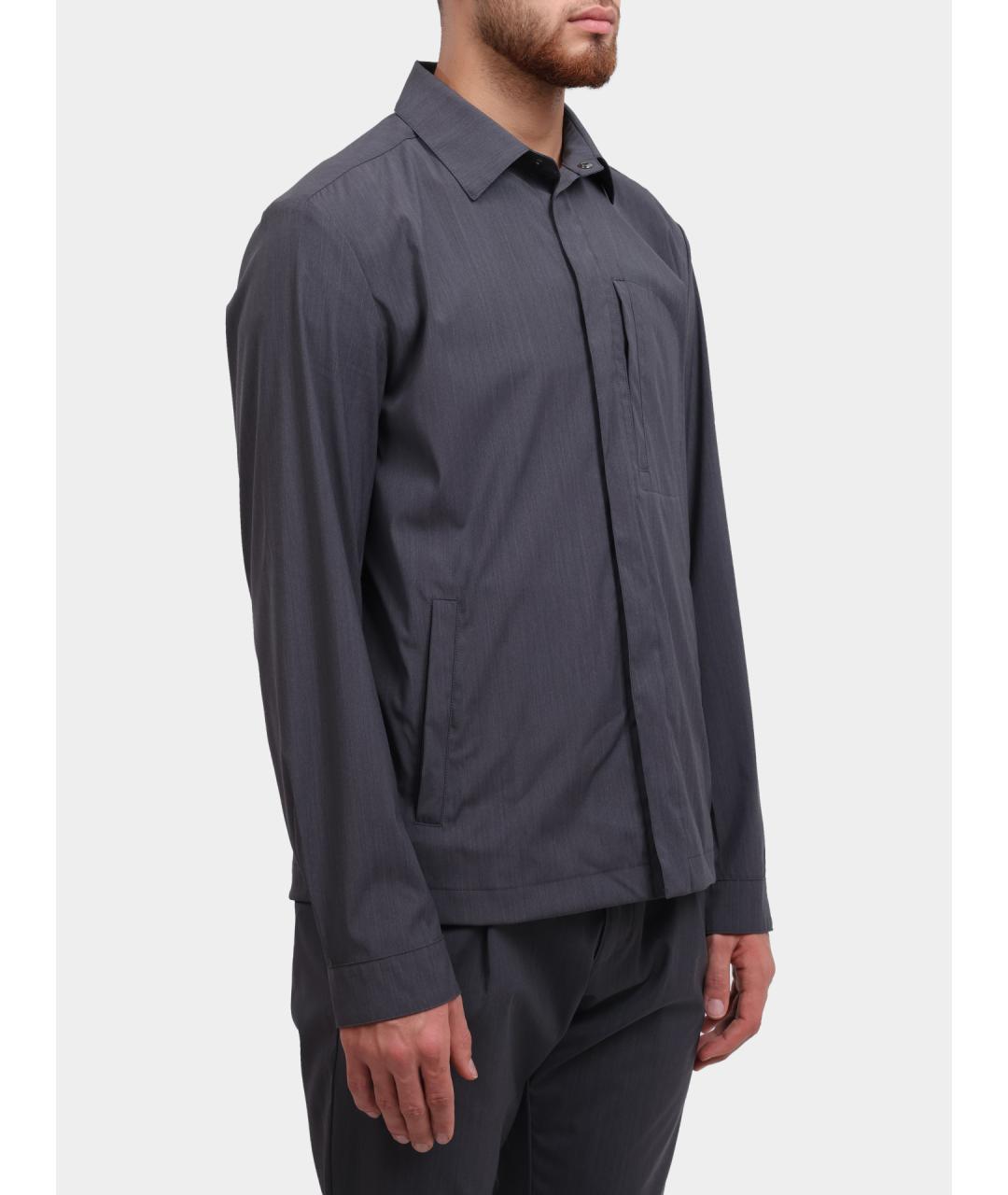 HERNO Серая хлопковая кэжуал рубашка, фото 3