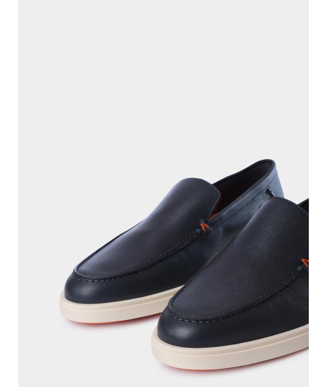 SANTONI Синие кожаные лоферы, фото 3
