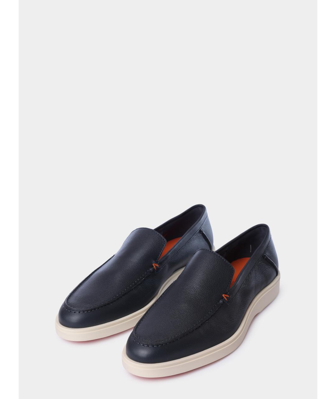 SANTONI Синие кожаные лоферы, фото 2